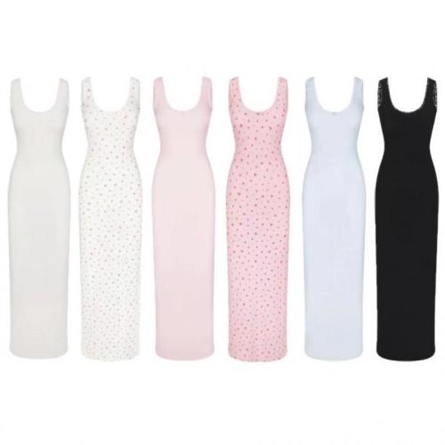 SOFT LOUNGE Lace Floral Stretch Dress Ribbed Backless Strap Long Dress