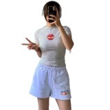 US Exclusive New Year's Apple Spicy Girl Sweet & Spicy Cropped Slim-Fit Short-Sleeve T-Shirt Pure Desire