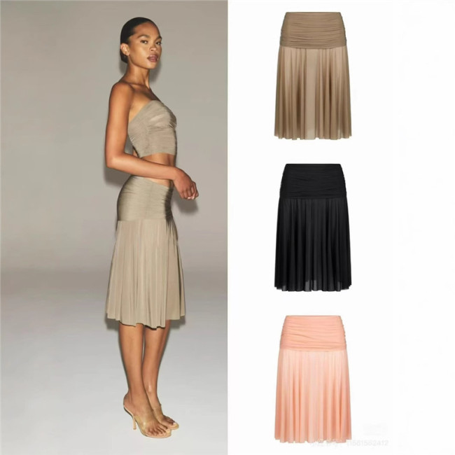 New  MILKY SHEER MIDI IRT high-waisted pleated women's irt over-the-knee midi irt