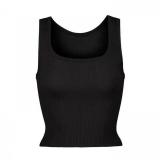 U-neck ribbed camisole European and American slim-fit solid color inner layer outerwear sports crop top