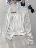 cotton ribbed long-sleeve T-shirt top