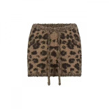 Christmas Leopard Print Limited Edition Furry Knit Small Ear Zipper Top Jacket Pants Vest Shorts Set