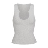 -style heart-neck sleeveless tank top, pure cotton casual tank top, V-neck T-shirt for layering