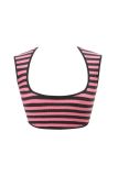 Two-tone striped ultra-short sleeveless tank top RICA work pants