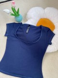 alternative to  COTTON JERSEY SCOOP NECK T-SHIRT square neck French short-sleeve T-shirt