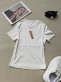 ribbed short-sleeve stretch T-shirt, slim-fit, flattering, women's short-sleeve T-shirt, simple, new style 25