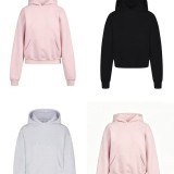 cherry blossom pink series three-dimensional embossed letter print hooded sweatshirt top outerwear set cotton
