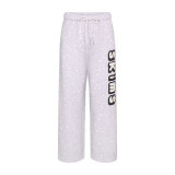 's new white snowflake pattern straight wide-leg versatile casual loose pants