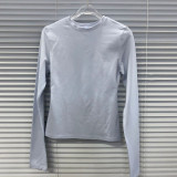 alternative to  and Zhao Lusi's style, COTTON JERSEY tight-fitting cotton base shirt, long-sleeve t-shirt