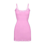 -style new summer camisole dress, sexy tight-fitting bodycon lace mini dress