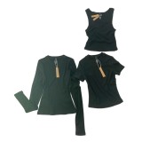 cotton ribbed long-sleeve T-shirt top