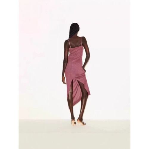dress, knitted slip dress with back slit, waist-cinching, slimming, sexy, figure-hugging, textured, hot girl style dress