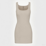 *s*k*  bodycon pink ribbed slip dress sleeveless U-neck tank dress mint green