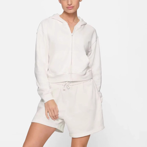 -style French Terry Zip Hoodie, short length