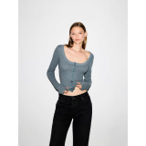 25 Autumn Pure Desire Buttoned Square Neck Long Sleeve T-Shirt for Women Slim Fit Top