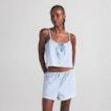 New Buttoned Lace Trim Striped Slim-Fit Camisole Set