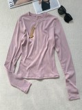cotton ribbed long-sleeve T-shirt top