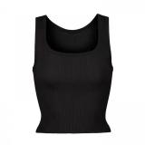 U-neck ribbed camisole European and American slim-fit solid color inner layer outerwear sports crop top