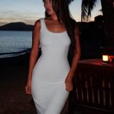 A tribute to Marilyn Monroe,   ribbed lace trim, scoop neck U-neck backless long dress goddess gown