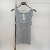 -style U-neck ribbed tank top, European and American slim-fit solid color inner and outer wear sports crop top