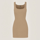 *s*k*  bodycon pink ribbed slip dress sleeveless U-neck tank dress mint green