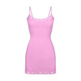 -style new summer camisole dress, sexy tight-fitting bodycon lace mini dress
