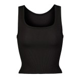 Influencer I*M*S Ouyang Nana's same style tank top with square neckline, high elasticity, ribbed sports short camisole