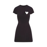 Valentine's Day Rosé Park Chae-young style European and American women's fashion heart print short-sleeve dress