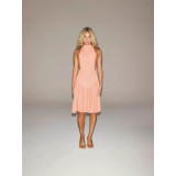 MILKY SHEER high-neck sleeveless pleated dress, slim fit, pure and alluring hot girl style
