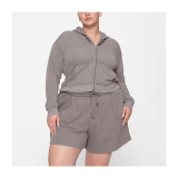 -style French Terry Zip Hoodie, short length