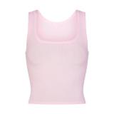 U-neck ribbed camisole European and American slim-fit solid color inner layer outerwear sports crop top