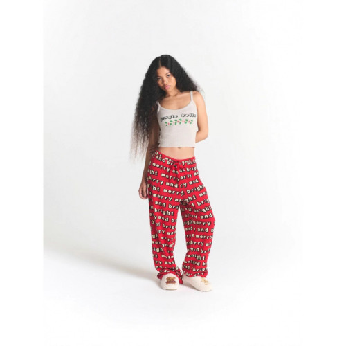 Christmas limited edition sweet and cute cartoon casual long pants with suspenders, suitable for wearing outside as loungewear set