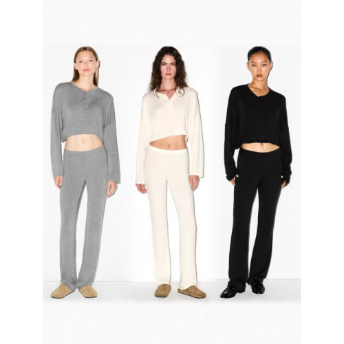 Autumn Fashion Simple Loose Round Neck Pullover Long Sleeve Solid Color Multi-Color Available Stretch Knit Sweater