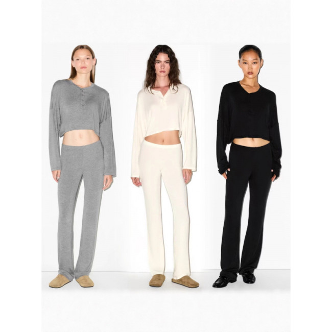 Autumn Fashion Simple Loose Round Neck Pullover Long Sleeve Solid Color Multi-Color Available Stretch Knit Sweater