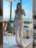 Nanyou S  style high-waisted peach butt yoga pants, casual sports pants, foldable flared pants