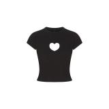 26 New Valentine's Day Limited Edition Heart-Shaped Hollow Short-Sleeve T-Shirt and Straight-Leg Shorts Casual Versatile Set
