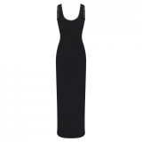 SOFT LOUNGE Lace Floral Stretch Dress Ribbed Backless Strap Long Dress