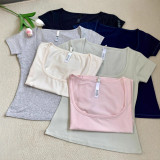 alternative to  COTTON JERSEY SCOOP NECK T-SHIRT square neck French short-sleeve T-shirt