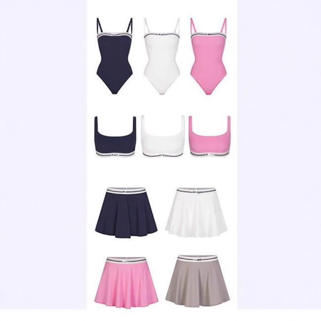 Nanyou celebrity style in stock ·s set: Logo tennis camisole bodysuit and short irt