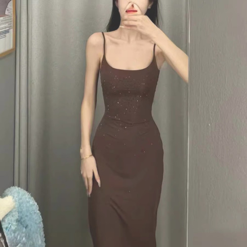 fine sequin and rhinestone evening dress, bodycon dress for women, sexy strapless long dress with back slit