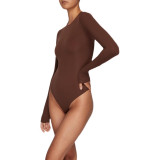 Jennie style long-sleeve one-piece t-shirt for women, cotton base layer, slimming top