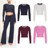 SOFT LOUNGE crop top modal ribbed long-sleeve T-shirt short top base layer