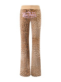 x VON DUTCH leopard print embroidered logo zip-up hooded jacket and pants set