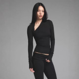 CLOUD ASYMMETRIC LONG SLEEVE TOP asymmetric long sleeve set