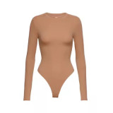 Jennie style long-sleeve one-piece t-shirt for women, cotton base layer, slimming top