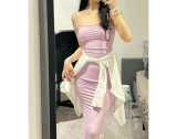 Niche *  sexy and alluring hot girl dress, slim-fit, figure-flattering, strapless long dress with a high-end feel and body-hugging design