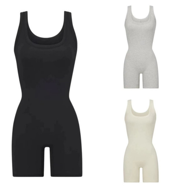 COTTON RIB ONESIE pure cotton jumpsuit, thin summer base tank top jumpsuit
