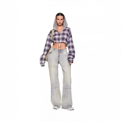 Hong Kong-style retro slim-fit cropped casual long-sleeve hooded plaid short jacket shirt