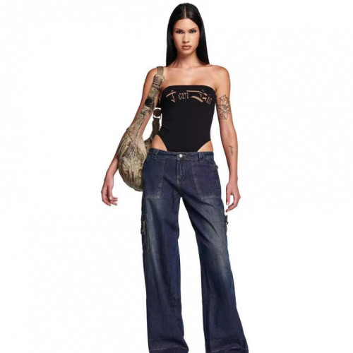 European and American hot girl retro washed oversized low-waist wide-leg jeans