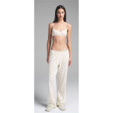 -style European and American sexy LOGO POINTELLE Valentine's Day floral hollow-out cotton set